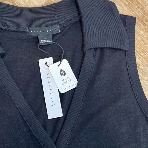 SANCTUARY Women’s Black Collared Sleeveless Top Size Medium - Picture 4 of 8